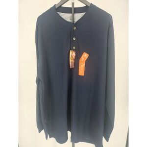 Alpine Lakes Mens 3XLT Navy Blue Waffle Knit Henley Long Sleeve Thermal NEW